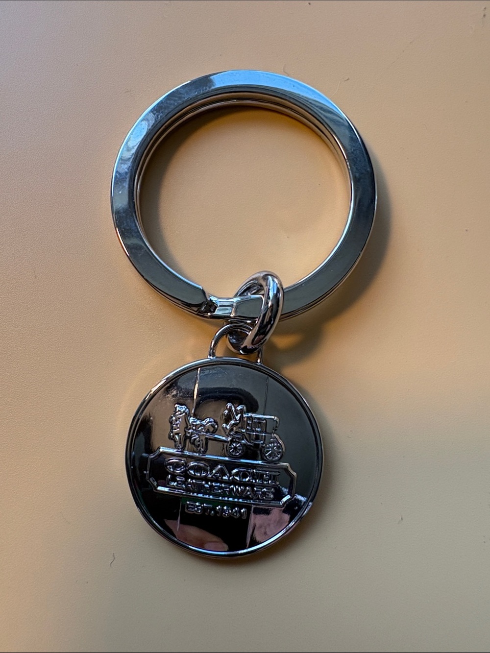 Coach Snap Head Domed Silver Tone Keychain
